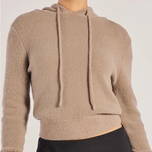 SO Ribbed Khaki Brown Knit Cozy Fuzzy Pullover Hoodie